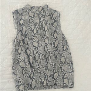 Frame Denim Black and White Snake Print Blouse